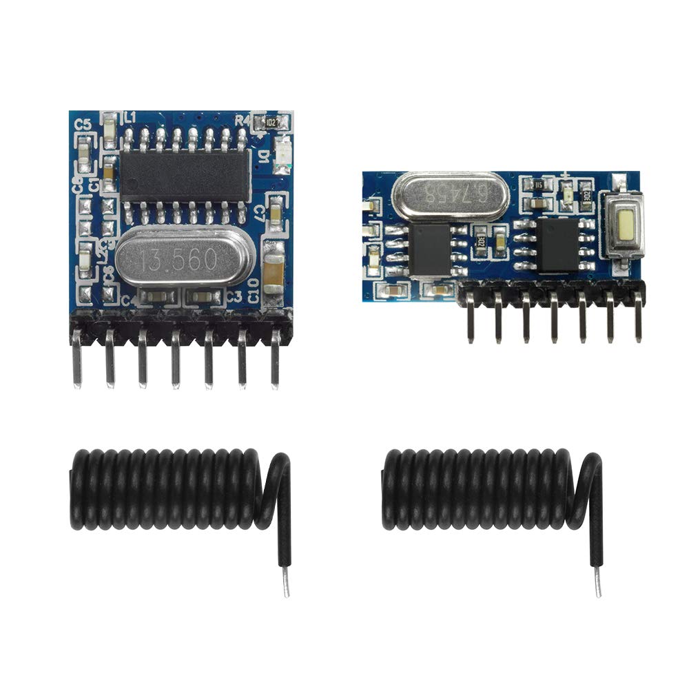 QIACHIP Wireless 433Mhz RF Module Receiver and Transmitter Remote Control Built-in Learning Code 1527 Decoding 4 Channel Output (Transmitter and Receiver kit)