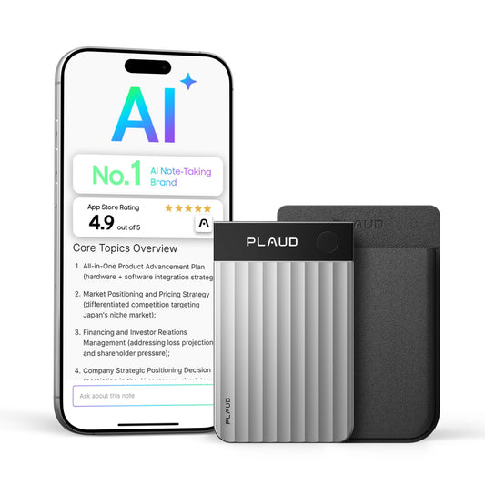 Plaud Note Pro AI Voice Recorder, Transcribe & Summarize with AI Note Taker for Meetings & Calls, Professionals & Teams, Supports 112 Languages, Ultra-Slim, InstantView Display, Case Included, Silver