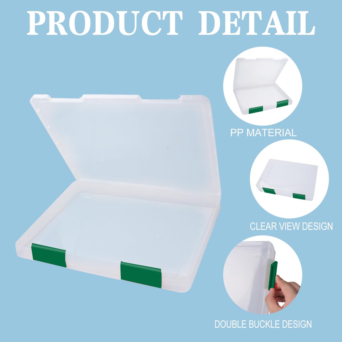 12 Pcs Clear A4 A5 File Box Document Plastic Storage Box with 48 Labels File Holder Organizer Paper Plastic Case Magazine Protector with Buckle Office School Supplies(Green)