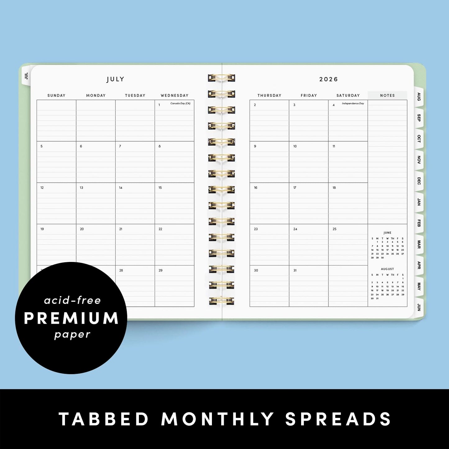 PAPERAGE Academic Planner, Weekly & Monthly Planner & Calendar, 12-Months, July 2026 - June 2027, (7" x 8"), School & Student Planning Agenda with Tabs, Bonus Pages & Inner Pocket, Black