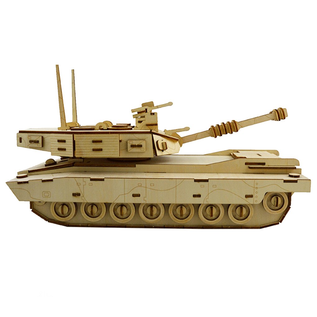3D Wooden Puzzles Laser Engraving DIY Safe Assembly Constructor Kit Toy for Teens and Adults (Tank)