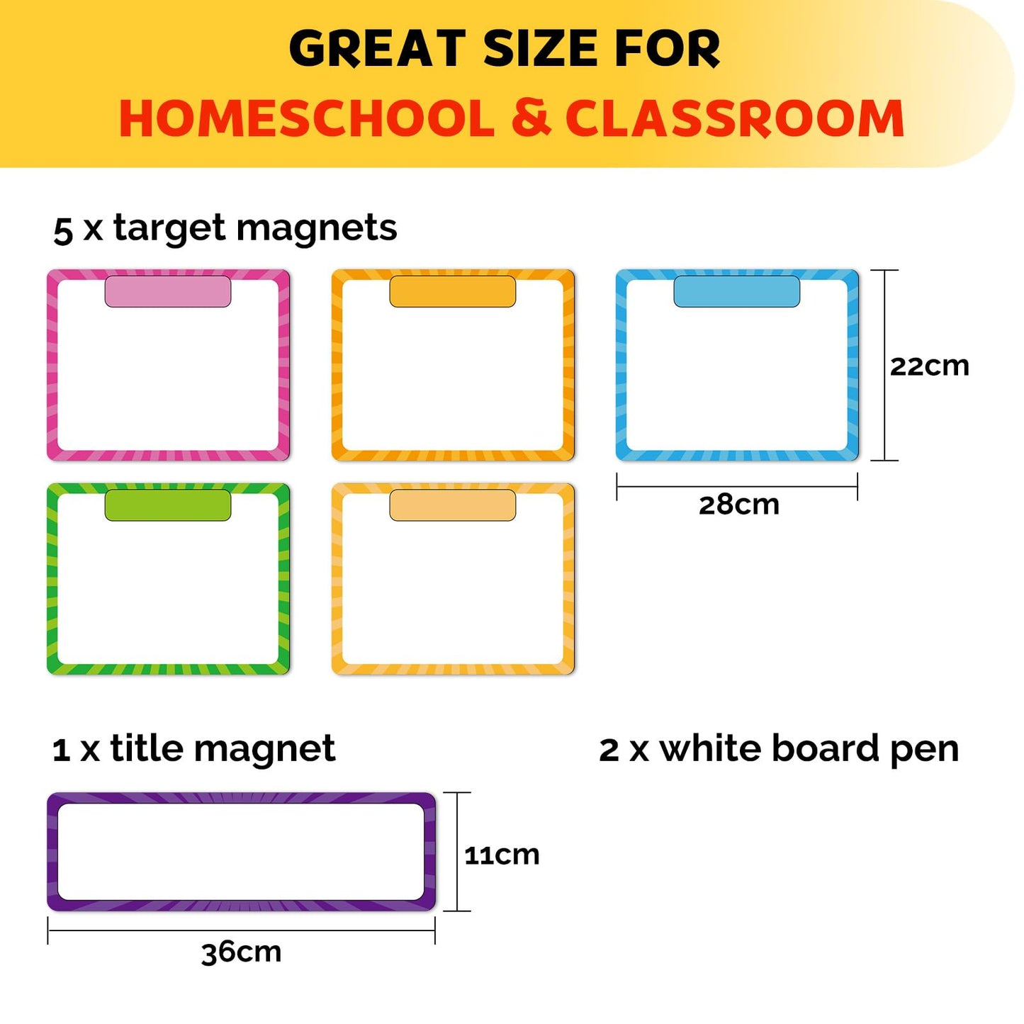 KIKIGOAL Reusable Magnetic Write and Wipe Paper Classroom Organization Chart, Dry Erase Objectives Learning Magnets for Class Whiteboard with 2 Writing Markers, Great for Classroom Goals Targets
