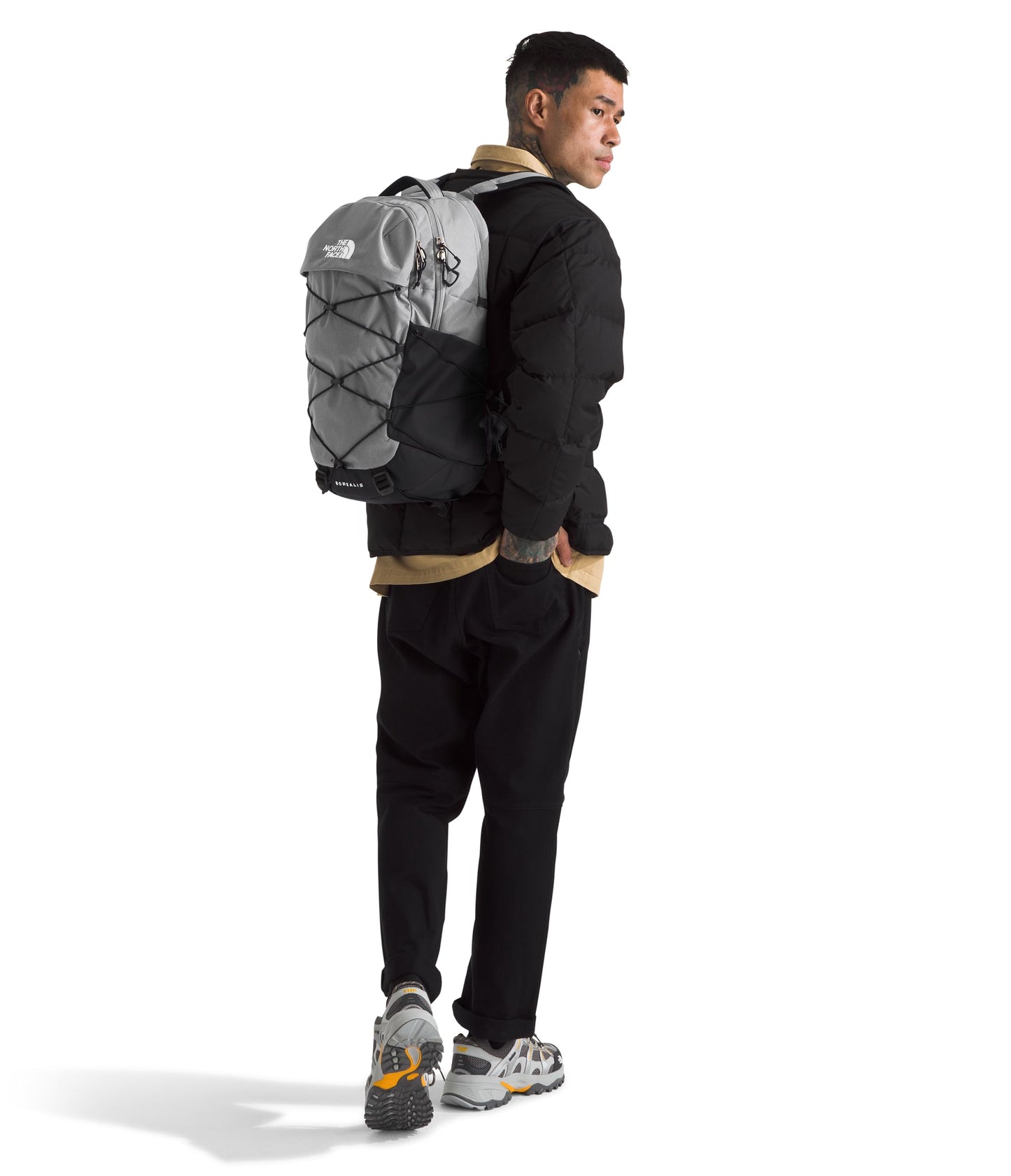 The North Face Borealis Commuter Laptop Backpack - Water Repellent, Laptop Sleeve, Large Main Compartment, Meld Grey Dark Heather/TNF Black-NPF, One Size