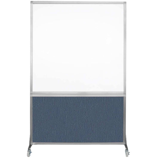 DivideWrite Mobile Whiteboard | Double Sided Dry Erase Board | Portable Office Cubicle Partition | Display for Classrooms, Conference Rooms, Meeting Areas and More | Ocean Fabric 4' Wide X 6' Tall