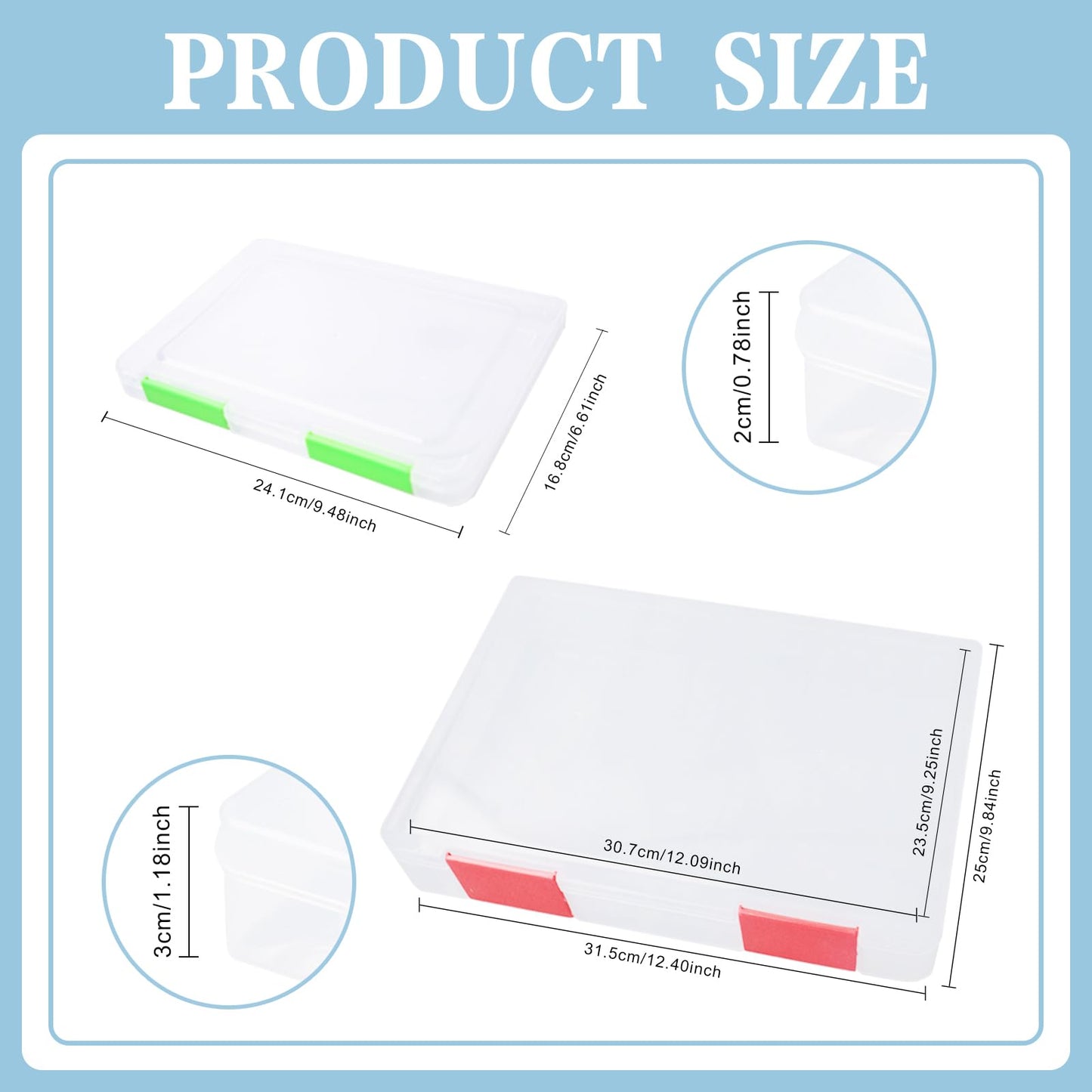 Olutacot 12 Pcs Clear A4 A5 File Box Document Plastic Storage Box with 48 Labels File Holder Organizer Paper Plastic Case Magazine Protector with Buckle Office School Supplies