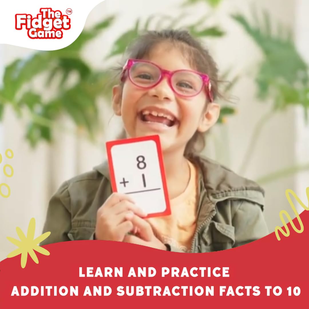 THE FIDGET GAME Addition & Subtraction Flash Cards, Math Games for Children to Practice Identifying Numbers - Educational Learning Toy & Interactive Tools for Ages 4+ Years