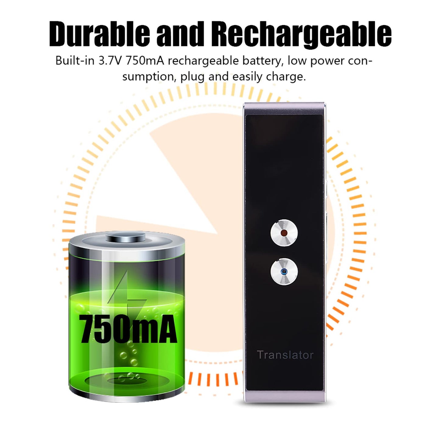 Language Translator Device, Portable Smart Two Way Voice Translator in Real Time, Bluetooth Multi Language Electronic Foreign Language Translators Pocket Translator for Learning