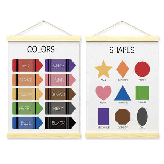 BONETAT Nursery Color Days of the Week Poster for Kids,Educational Toddler Learning Posters for Playroom Wall Art,Preschool Shapes Colors Chart for Classroom & Homeschool - A01