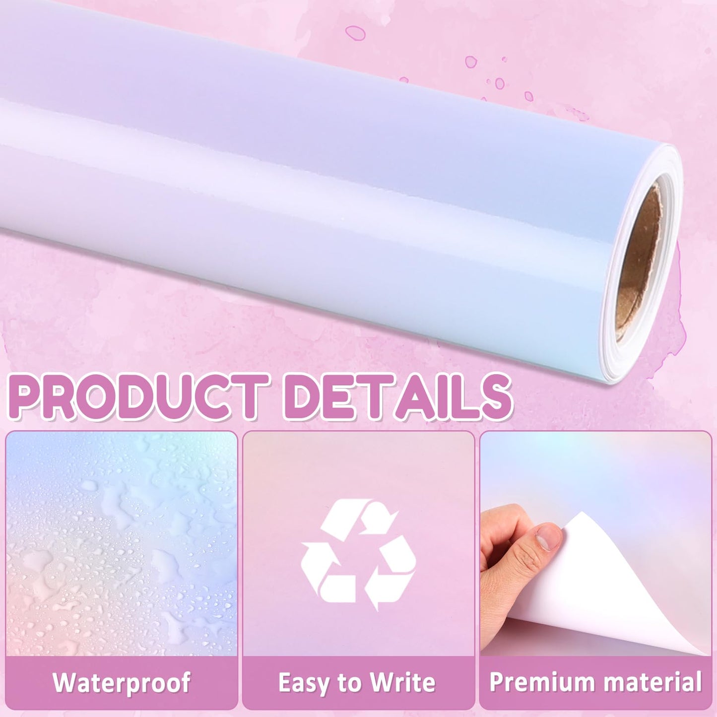 Dreamy Gradient Bulletin Board Paper Roll Pastel Gradient Bulletin Board Background Paper Back to School Classroom Decoration Poster Art Craft Home Wall Education Decoration Supplies 17.7in x 20ft