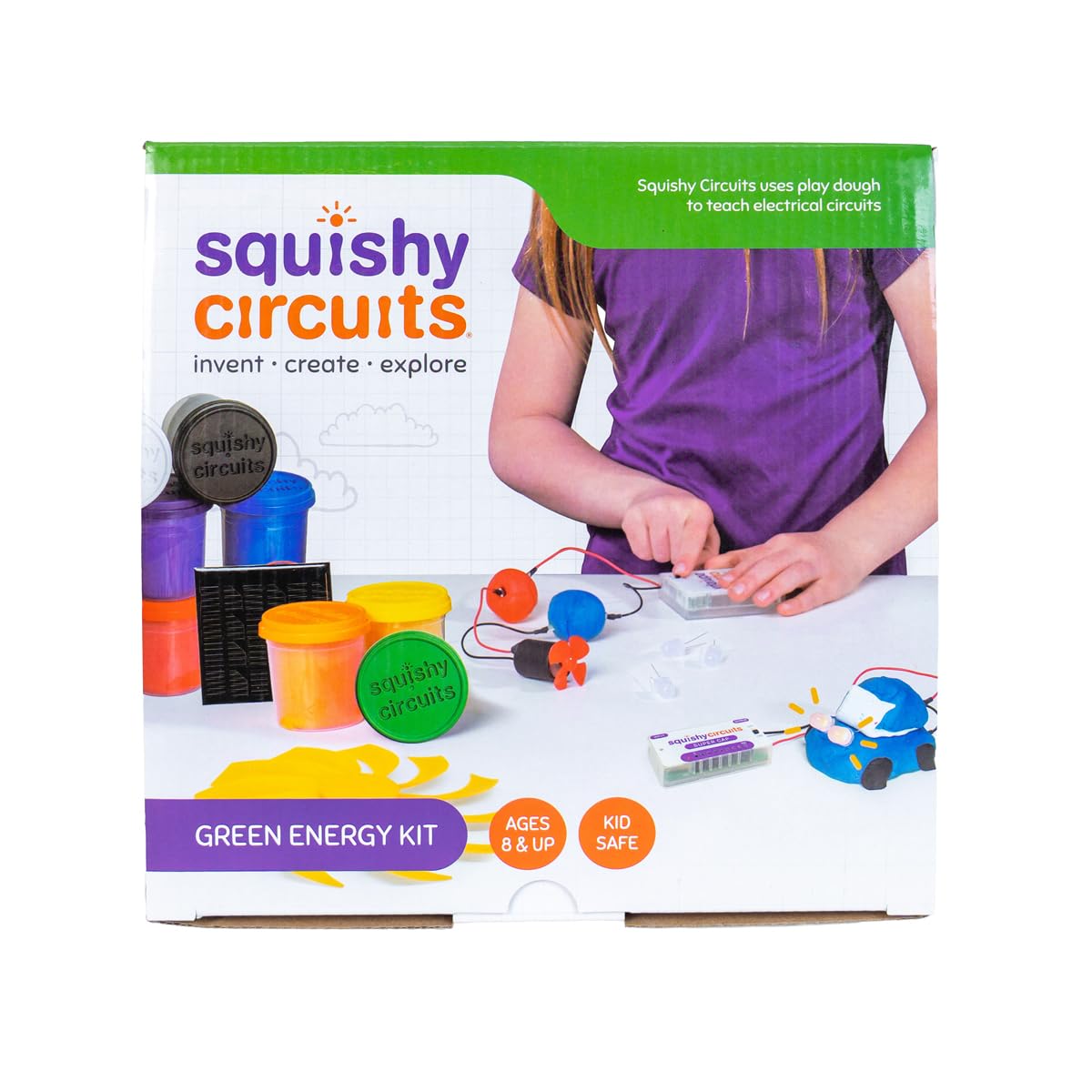 Squishy Circuits Green Engineering Kit - Explore Electrical Circuits, Solar Power, Wind Power and More with Play Dough - STEM Science Kits for Kids Age 8-12