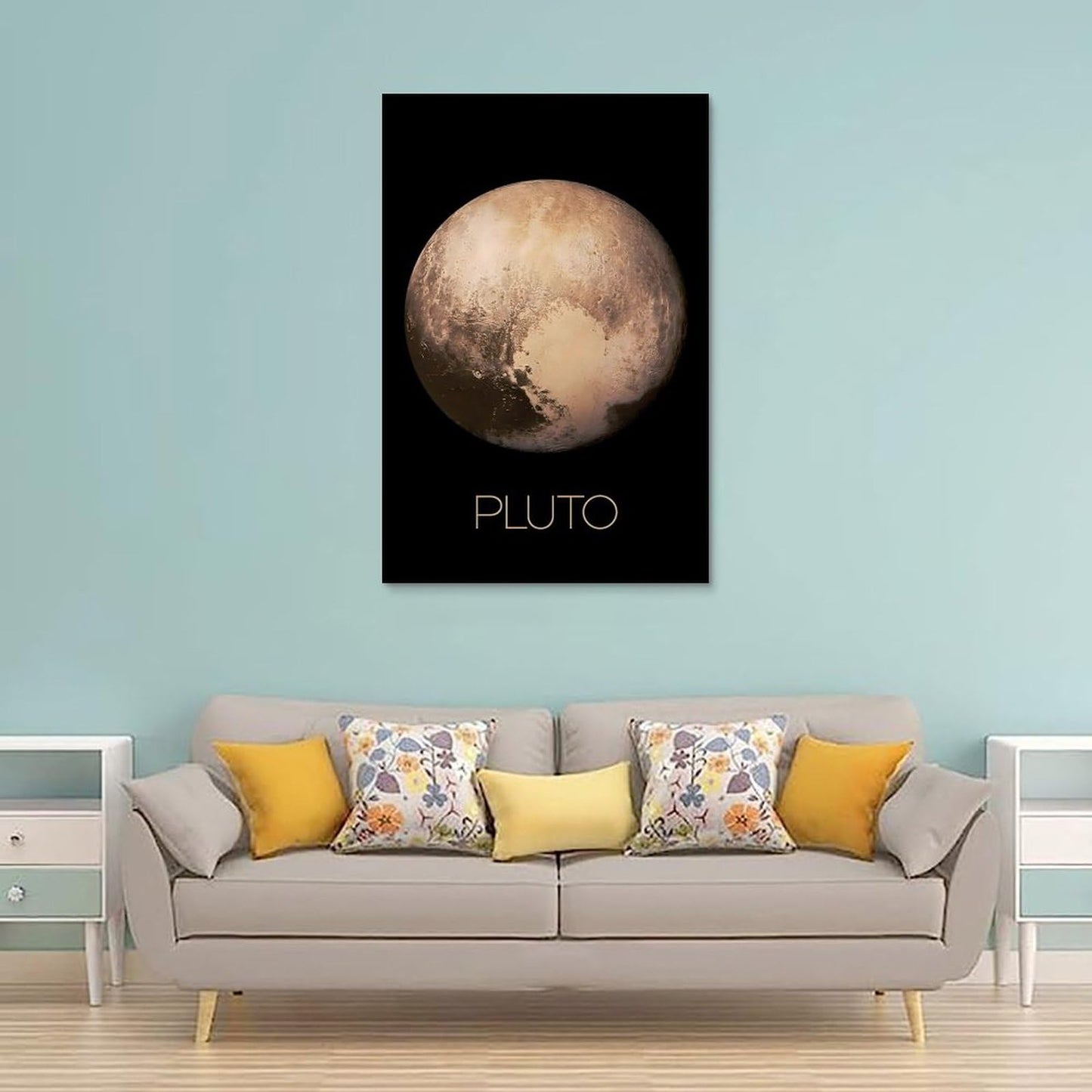 XIAOLOUTINYU Solar System Canvas Wall Art - Pluto Planet Space Poster for Kids Room Bedroom Classroom, STEM Educational Astronomy Decor, Science Gift for Boys Girls Teens, 16x24 Inch Unframed