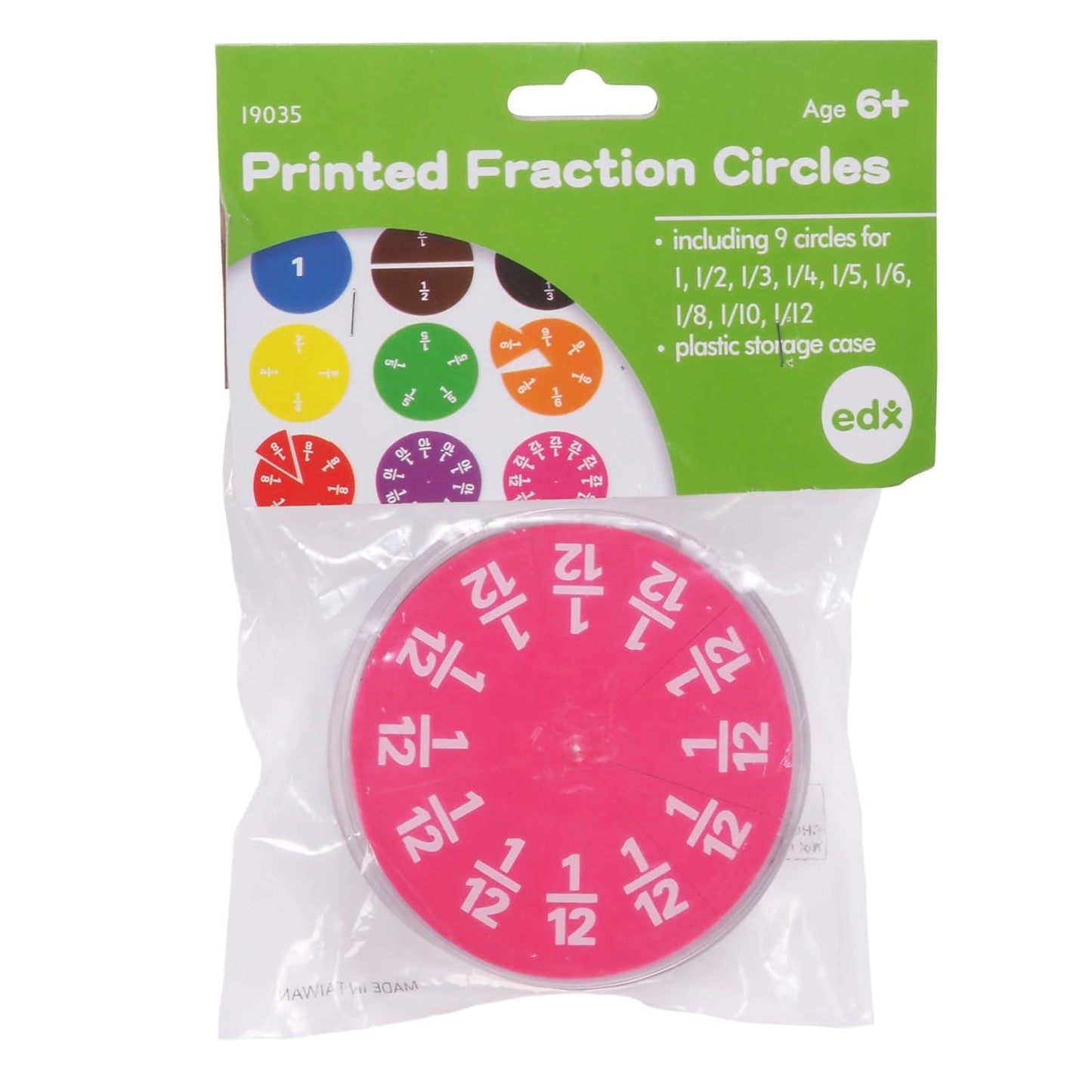edxeducation Fraction Circles | Set of 51 | 9 Values and Colors | Teach Fraction Equivalents and Parts to Whole
