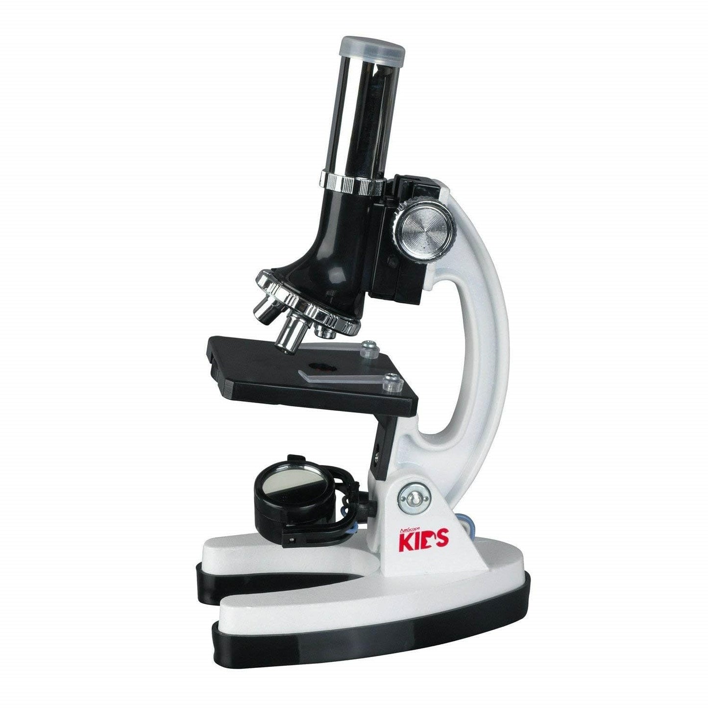 AmScope - FBA_M30-ABS-KT1-W AMSCOPE-Kids M30-ABS-KT1-W 120X-240X-300X-480X-600X-1200X 48pc Metal Arm & Base Educational Kids Biological Microscope Kit