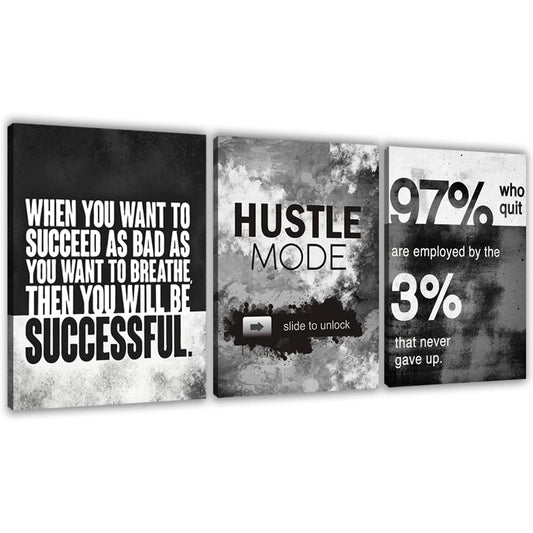 Motivational Painting Wall Art 3 Pieces Canvas Print Success Wall Art for Home Office Living Room Leader Canvas Quotes Inspirational Positive Poster Framed Motivation Artwork [36''Wx 16''H]