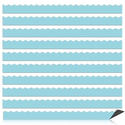 30 Pcs Magnetic Borders for Classroom Whiteboard - Sky Blue Magnetic Bulletin Board Border Set - Scalloped Chalkboard Border Strips for Teachers, Parents, DIY Home,School & Office Decoration