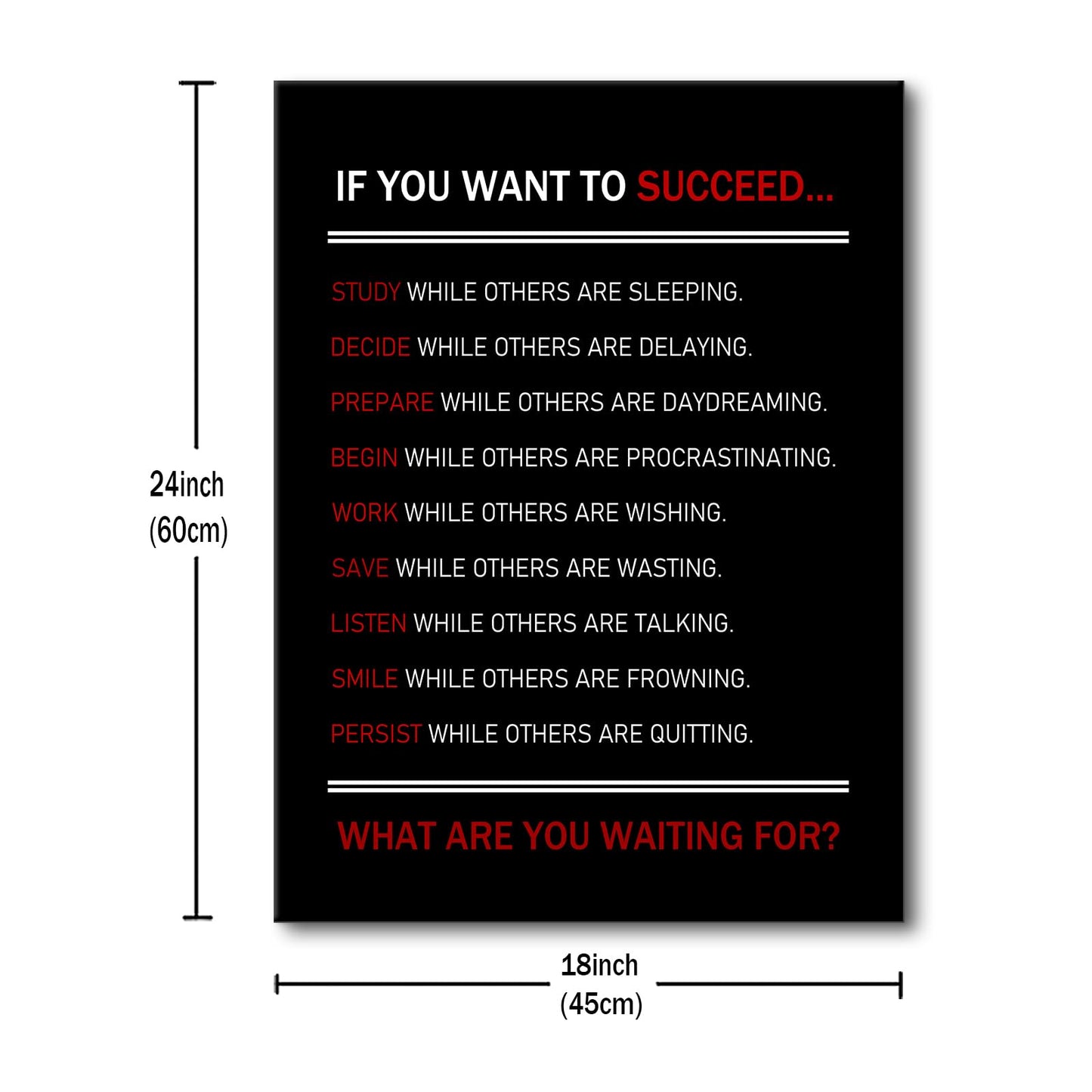 Inspirational Canvas Wall Art Motivational Posters If You Want To Succeed Print Artwork Positive Inspirational Quotes Painting Office Decor Living Room Framed [18''Wx 24''H]