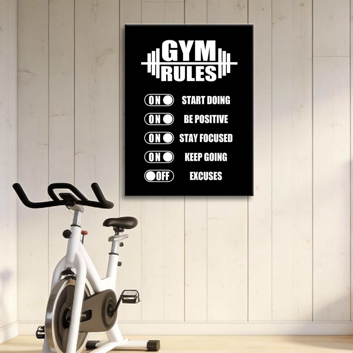 YSPCSUN Motivational Gym Posters For Home Workout Room Decor Inspirational Fitness Rules Canvas Wall Art Barbell Signs For Weightlifting Bodybuilding Garage Ready To Hang 24x18 Inch