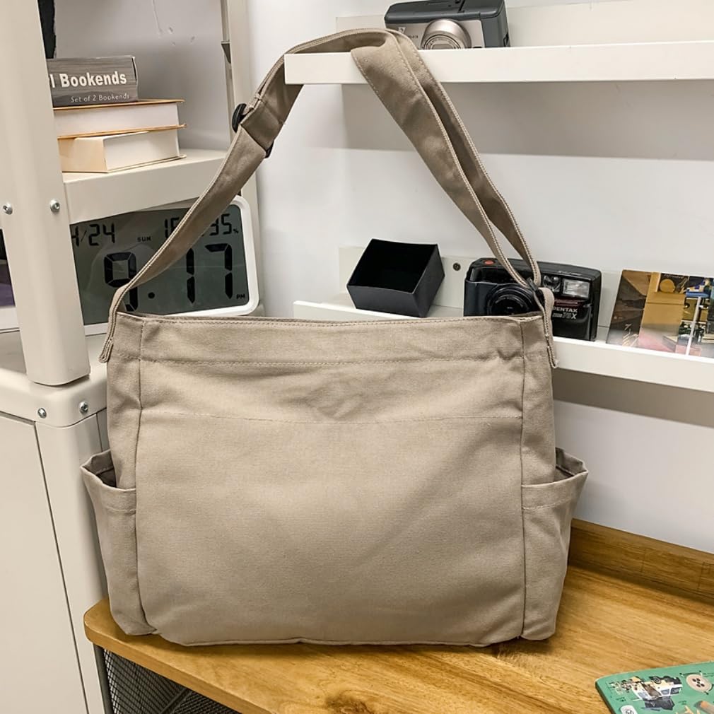 Cute Canvas Tote Bag for School/Work/Travel, Large Crossbody Messenger Bag Laptop Shoulder Bag
