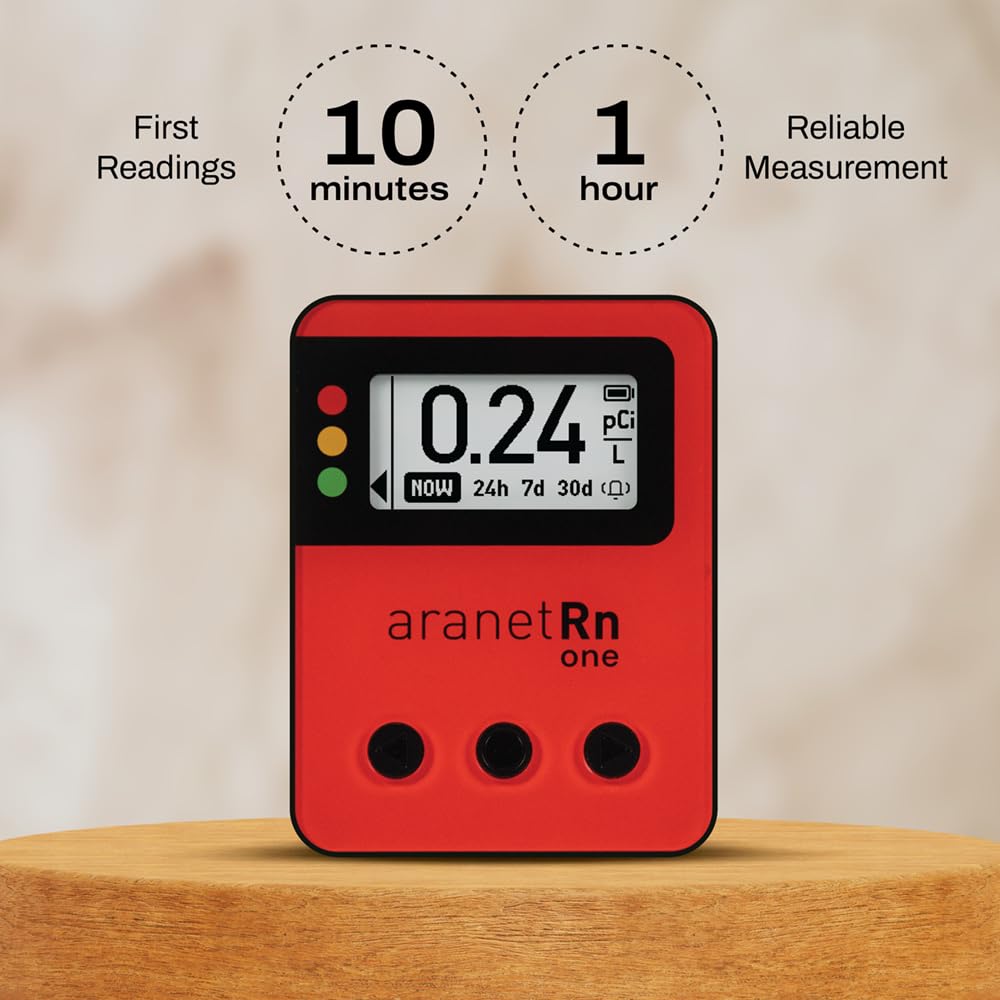 Aranet Radon One – Fast Home Radon Detector with 10-Minute Response, E-Ink Display, Battery Powered, Portable Real-Time Radon Monitor for Basements & Indoor Air Monitoring (Green)