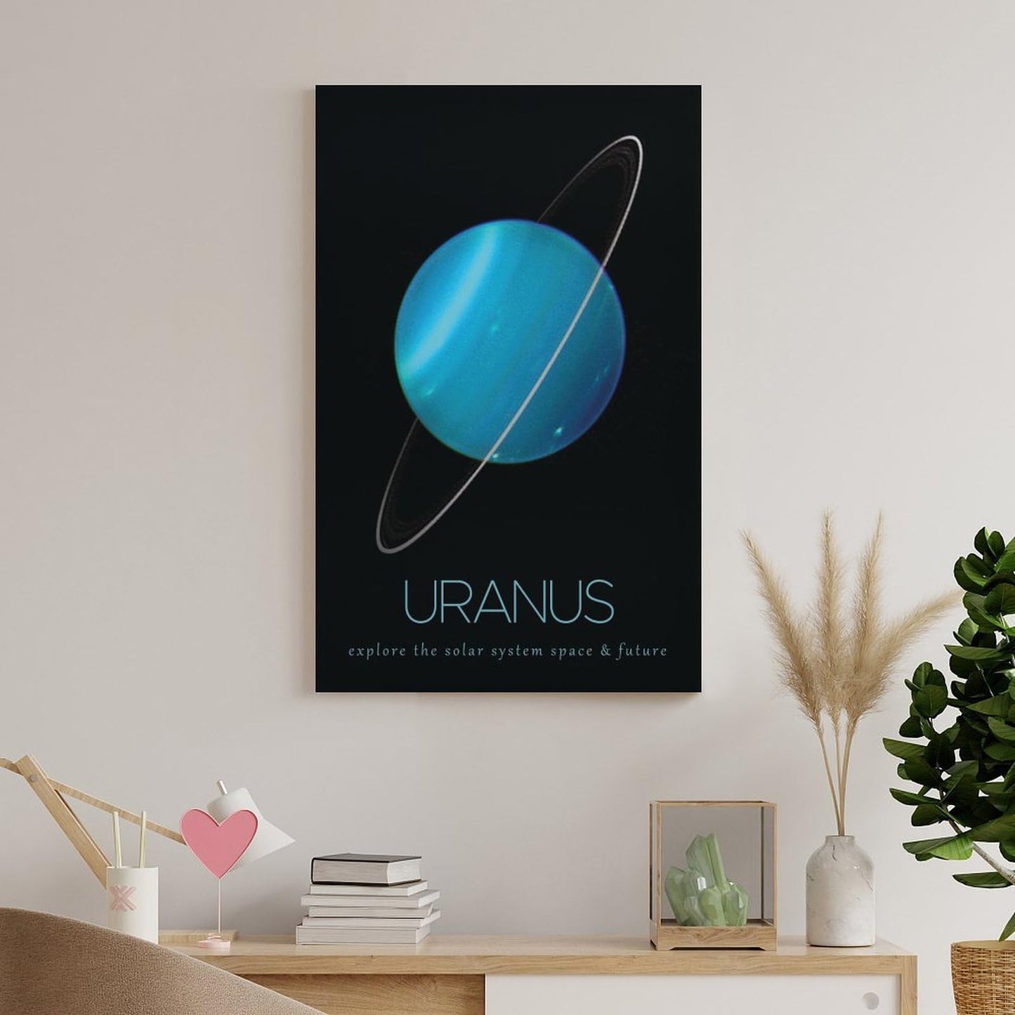 LGDSBHH Minimalist Uranus Solar System Canvas Wall Art - Educational Space Planet Poster - Science Classroom & Kids Bedroom Decor - 12x18 Inch (Unframed)