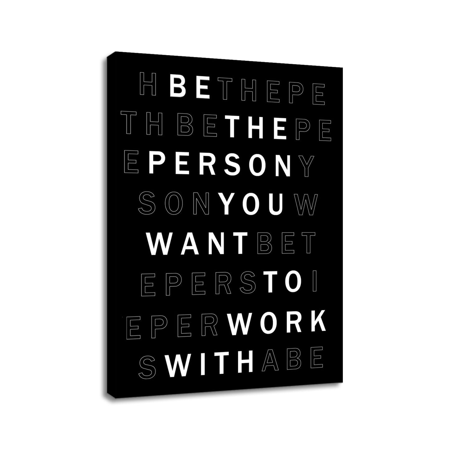 YSPCSUN Inspirational Poster for Office Canvas Wall Art, Be the Person You Want to Work With Quote Print for Home Office Dorm Classroom, Single Panel Wall Decor 24x18inch