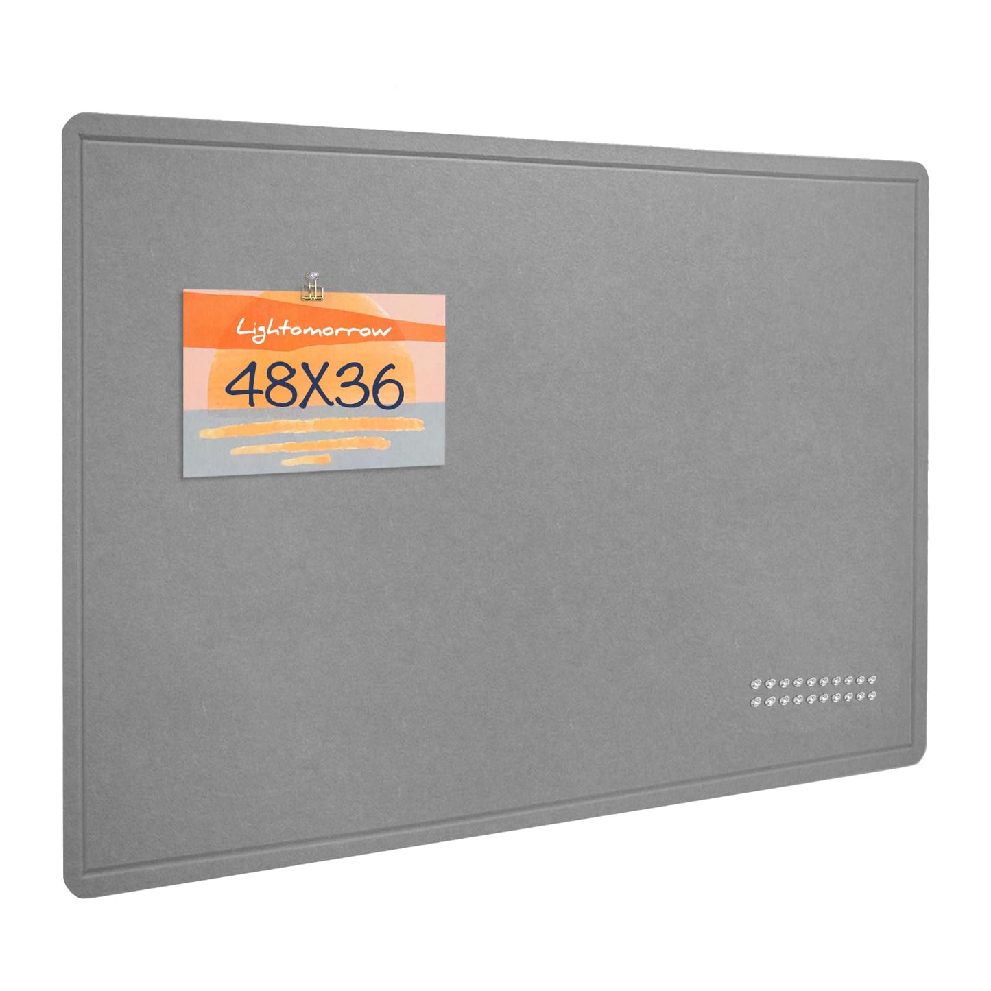 Lightomorrow Large Bulletin Board - 48 x 36 Inches, Decorative Felt Pin Board for Wall - 4' x 3' Foldable Photo Display Board with Self-Adhesive Tape, Includes 20 Push Pins - Gray