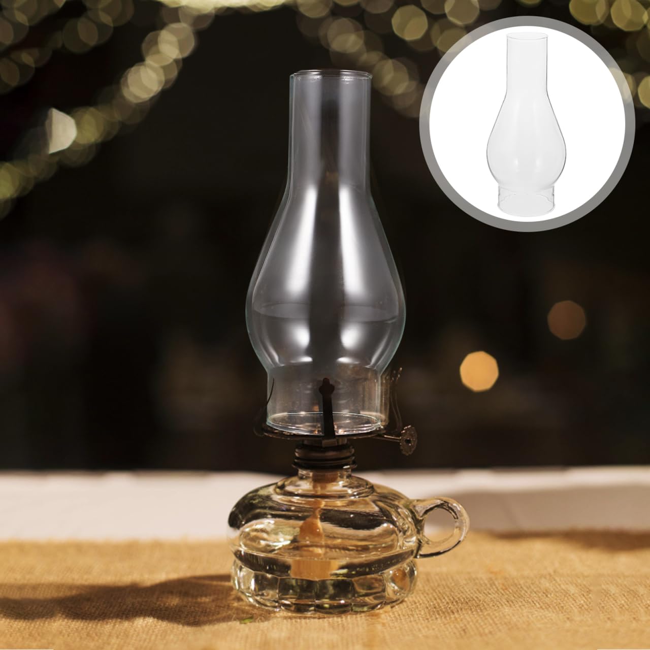 Baluue Clear Glass Oil Lamp Chimney Replacement, 6.5in x 3in, Retro Windproof Hurricane Shade, Transparent, Model 26176229P1O47525ERGEX