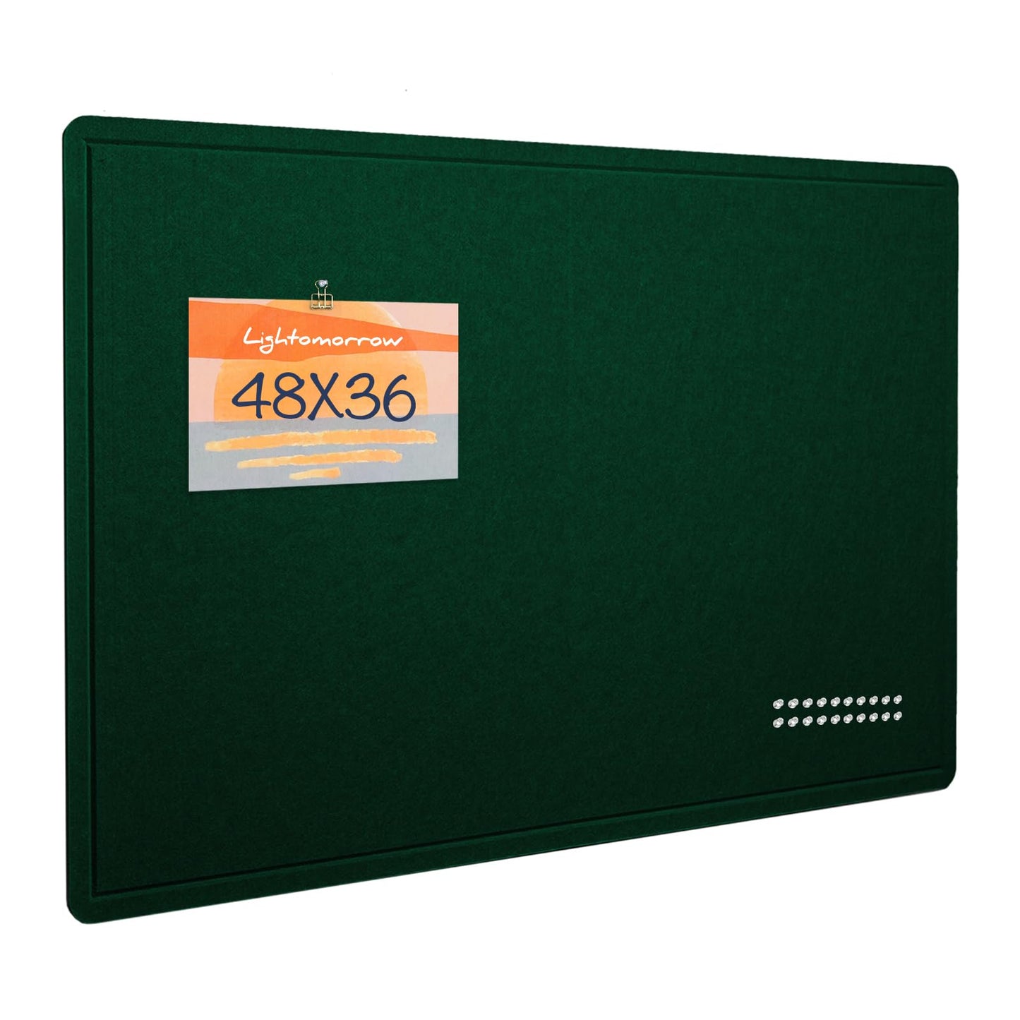 Lightomorrow Large Bulletin Board - 48 x 36 Inches, Decorative Felt Pin Board for Wall - 4' x 3' Foldable Photo Display Board with Self-Adhesive Tape, Includes 20 Push Pins - Dark Green