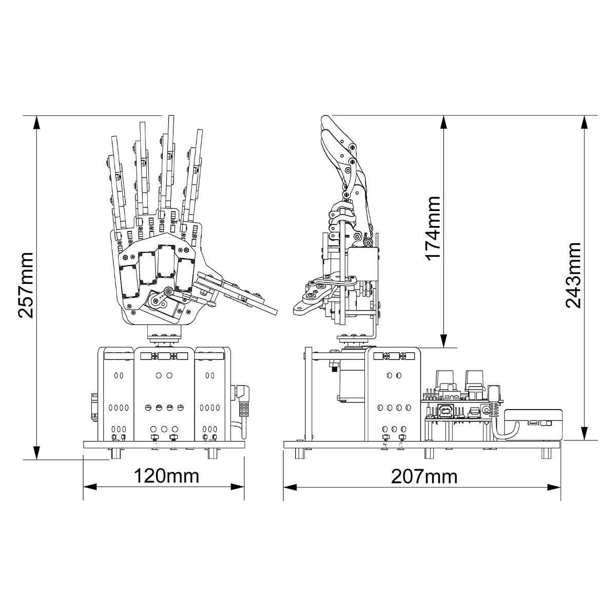 Robot Hand with Arduino Open Source AI Bionic Robotic Hand Five Fingers Solely Movement Mechanical Arm DIY Smart Robot & Engineering Kits, Science/Coding/Programming Set, Starter Kit