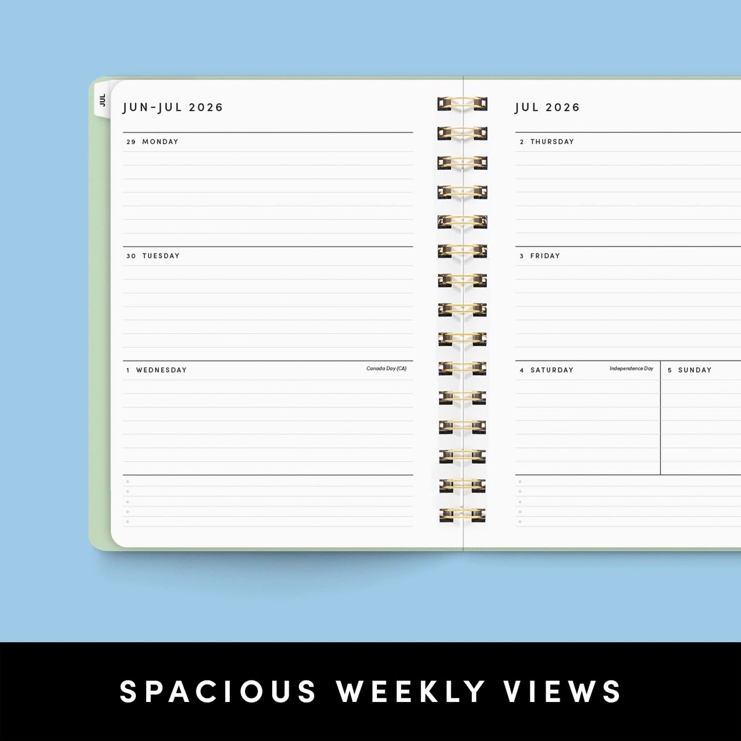 PAPERAGE Academic Planner, Weekly & Monthly Planner & Calendar, 12-Months, July 2026 - June 2027, (7" x 8"), School & Student Planning Agenda with Tabs, Bonus Pages & Inner Pocket, Sage Green