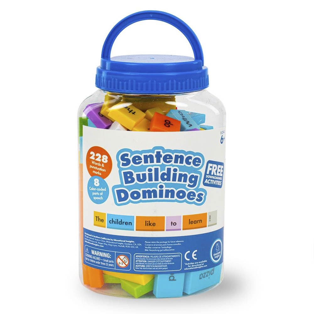 Educational Insights Sentence Building Dominoes - Word Games for Language Learning, First Grade Literacy Manipulatives, Sentence Building Games For Kids, 1st Grade Sight Words, Vocabulary Reading Toys