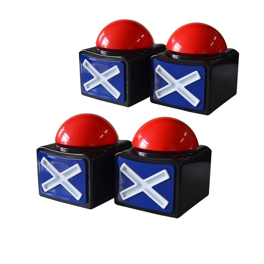 DOXISHRUKY Family Feud Buzzer, 4 Pack Game Buzzers with Lights & Sound - Quiz Buzzers for Trivia Nights, Classroom Games - Red LED & 3-Second Alarm