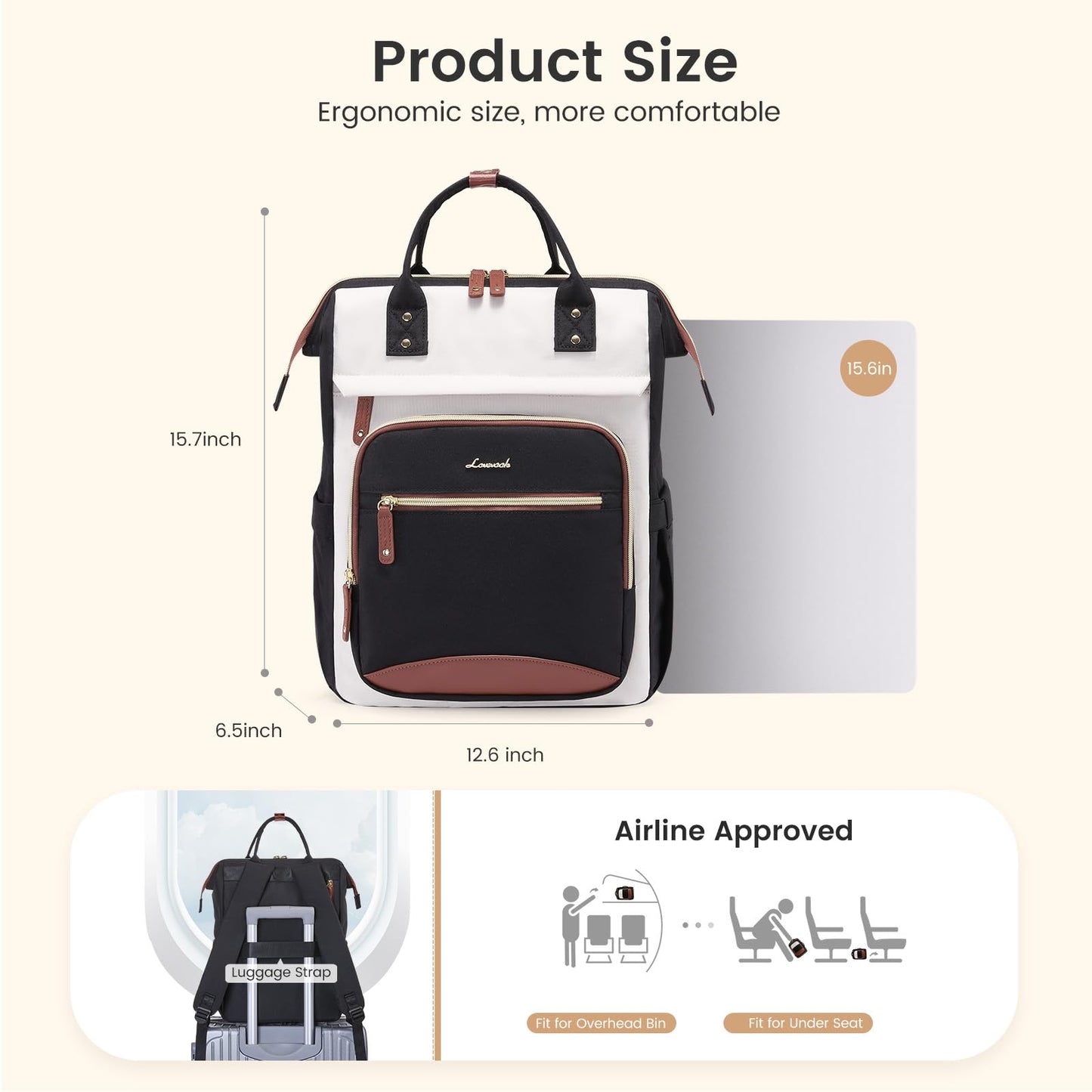 LOVEVOOK Laptop Backpack Women, 15.6 Inch Work Backpack with Large Capacity Cup, Waterproof Travel Computer Backpacks Purse, College Bookbag for School, Business, Teacher