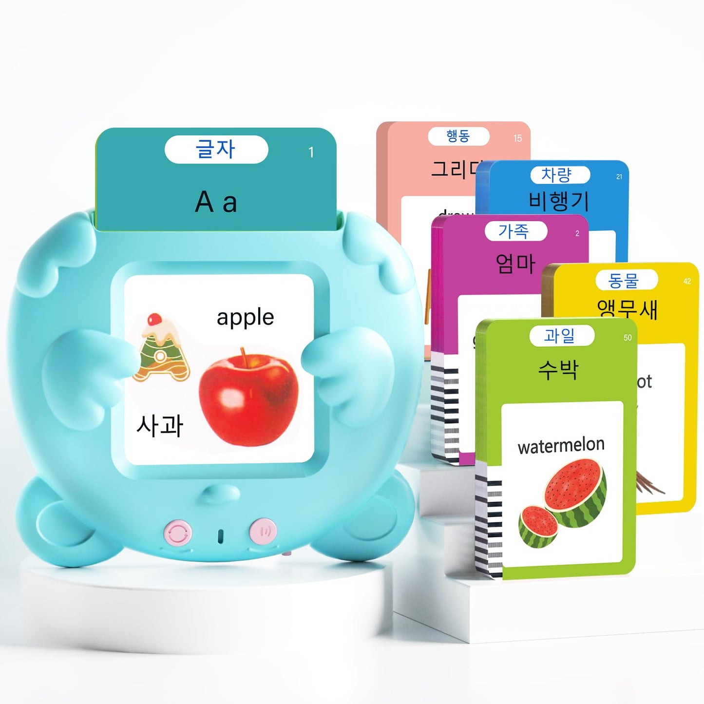 Korean and English Talking Flash Cards for Toddlers, 510 Sight Words Bilingual Learning Toys for Children, Autism Pocket Speech Therapy Toys, Korean Vocabulary Educational Flashcards