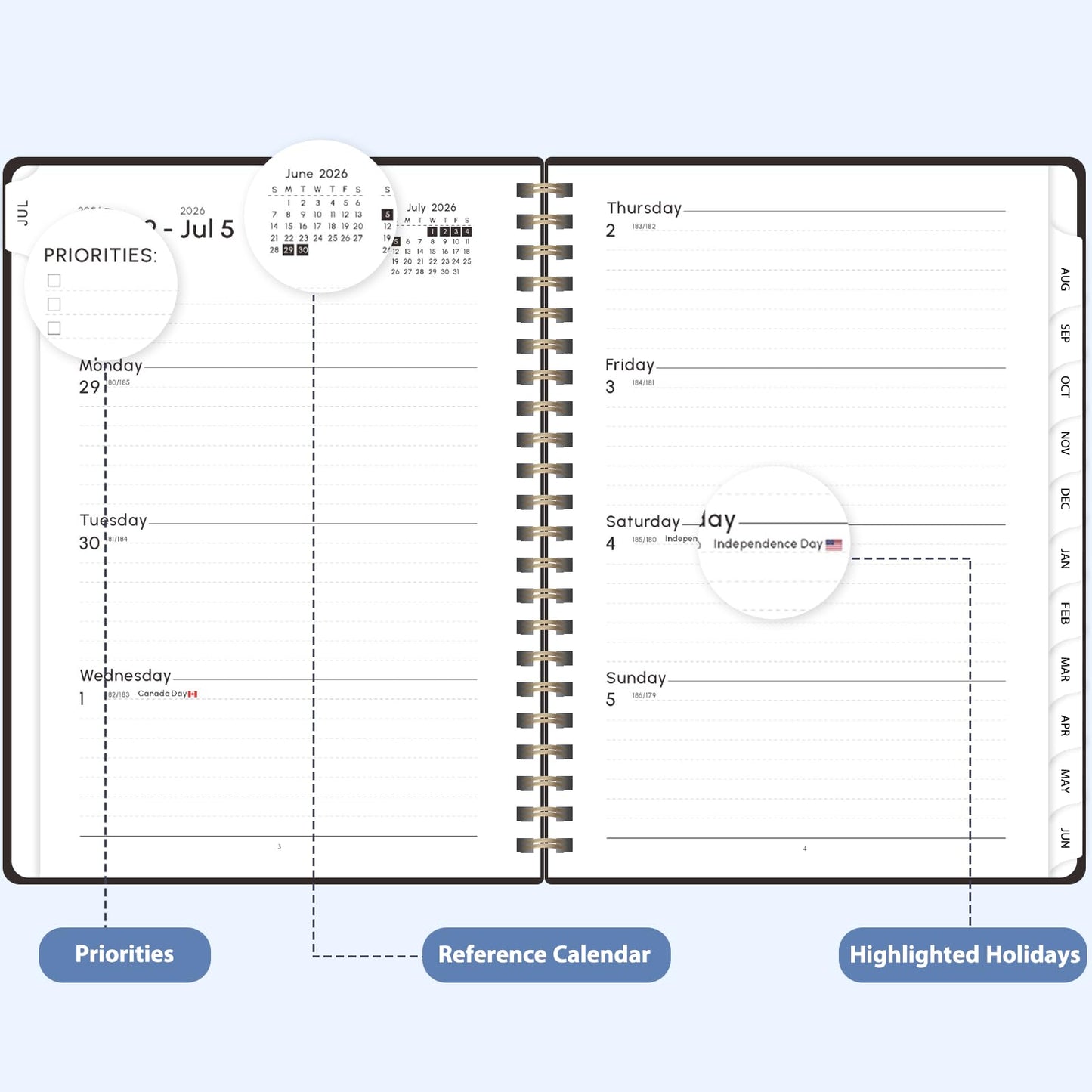 Planner 2026-2027, Weekly and Monthly Academic Planner, July 2026 - June 2027, Hardcover Calendar Agenda Book for School Year Planning, School Supplies for Teacher and Student, A5(6.3'' x 8.5'')