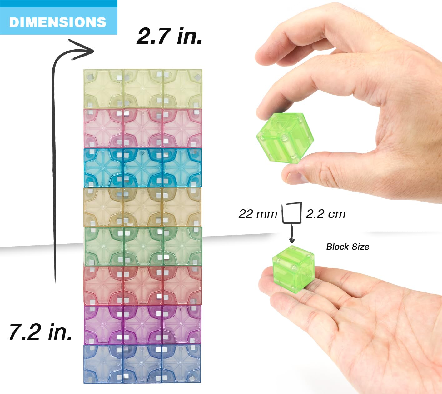 48PCS Pastel Translucent DigitBlocks Magnetic Building Blocks for Kids Montessori STEM Toys for Boys Girls Ages 3-9 Includes Carrying Bag Idea Book Clear Magnet Cubes for Educational Learning Fun