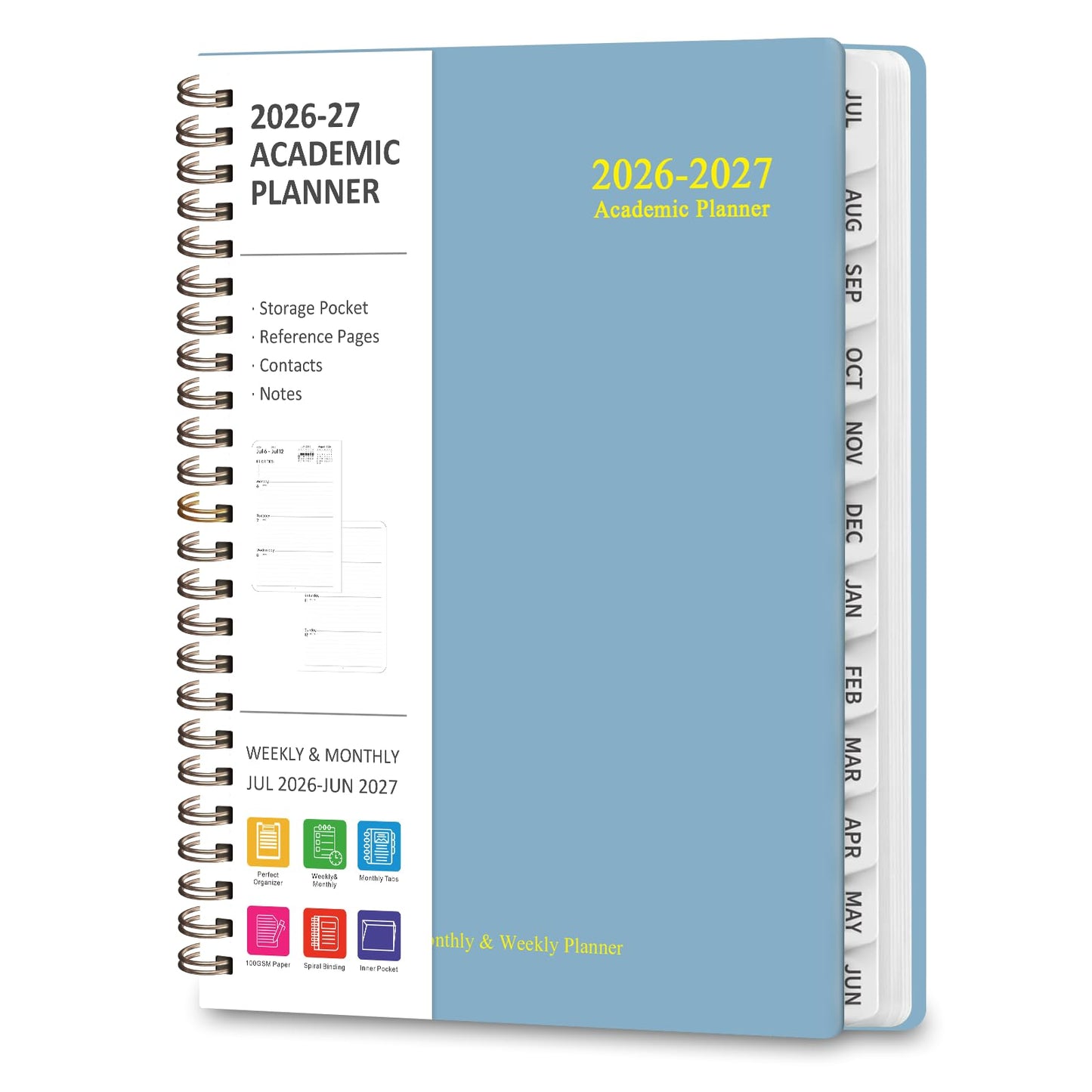 Planner 2026-2027, Weekly and Monthly Academic Planner, July 2026 - June 2027, Hardcover Calendar Agenda Book for School Year Planning, School Supplies for Teacher and Student, Letter Size(8.5'' x 11'')