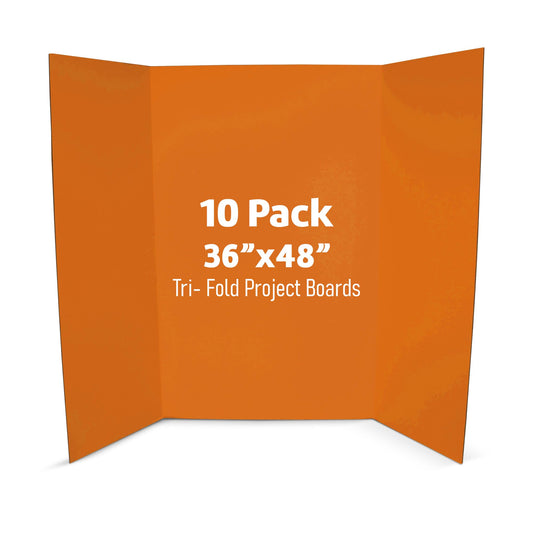 Flipside Products 36” x 48” Project Boards for Presentations, Science Fair, School Projects, Event Displays and Trifold Picture Board, Proudly Made in USA - Orange - 10 Pack