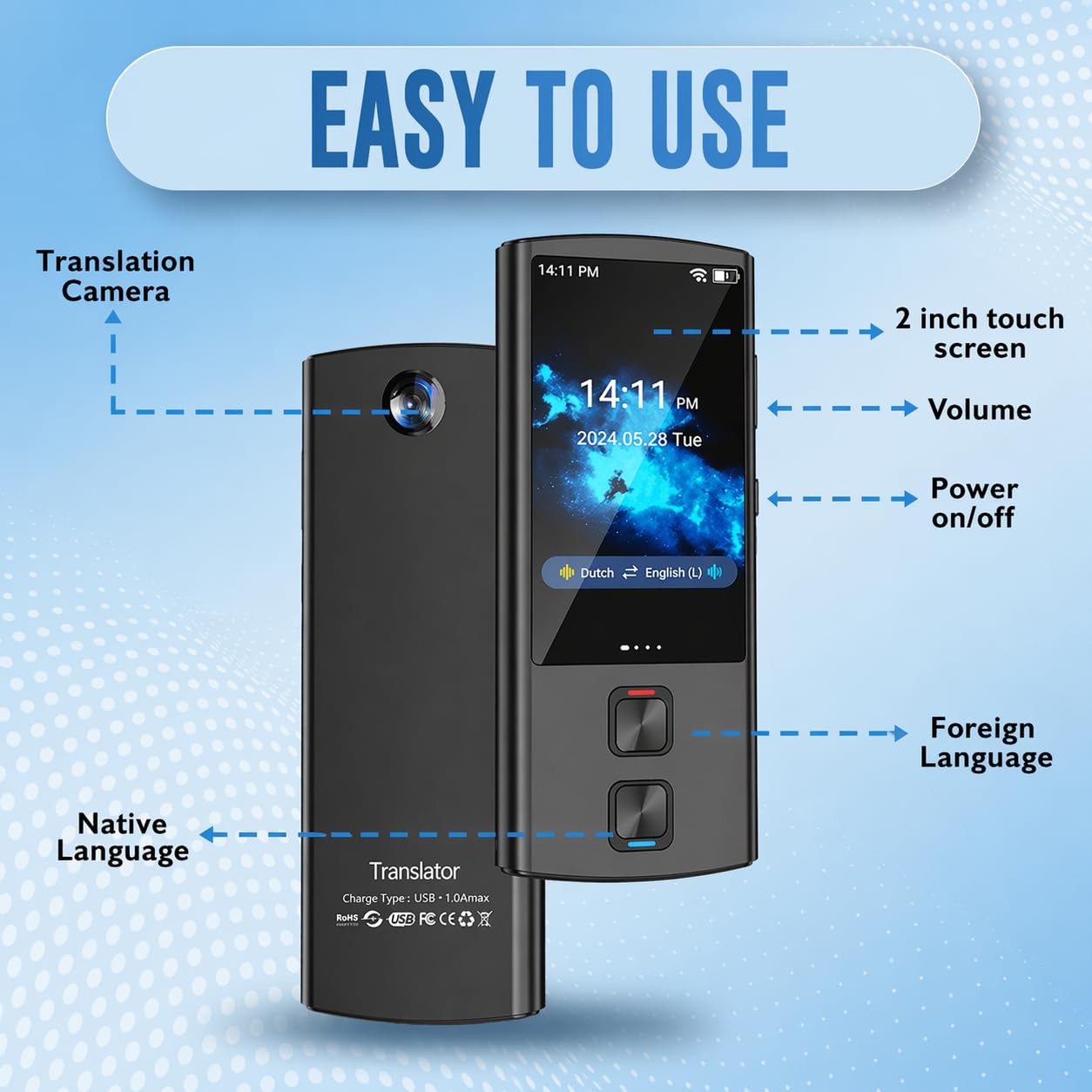 AI Language Translator Device, Voice-Text Translator Device in 138 Languages For Business and Learning, Online/Offline/ChatGPT/Photo Translation