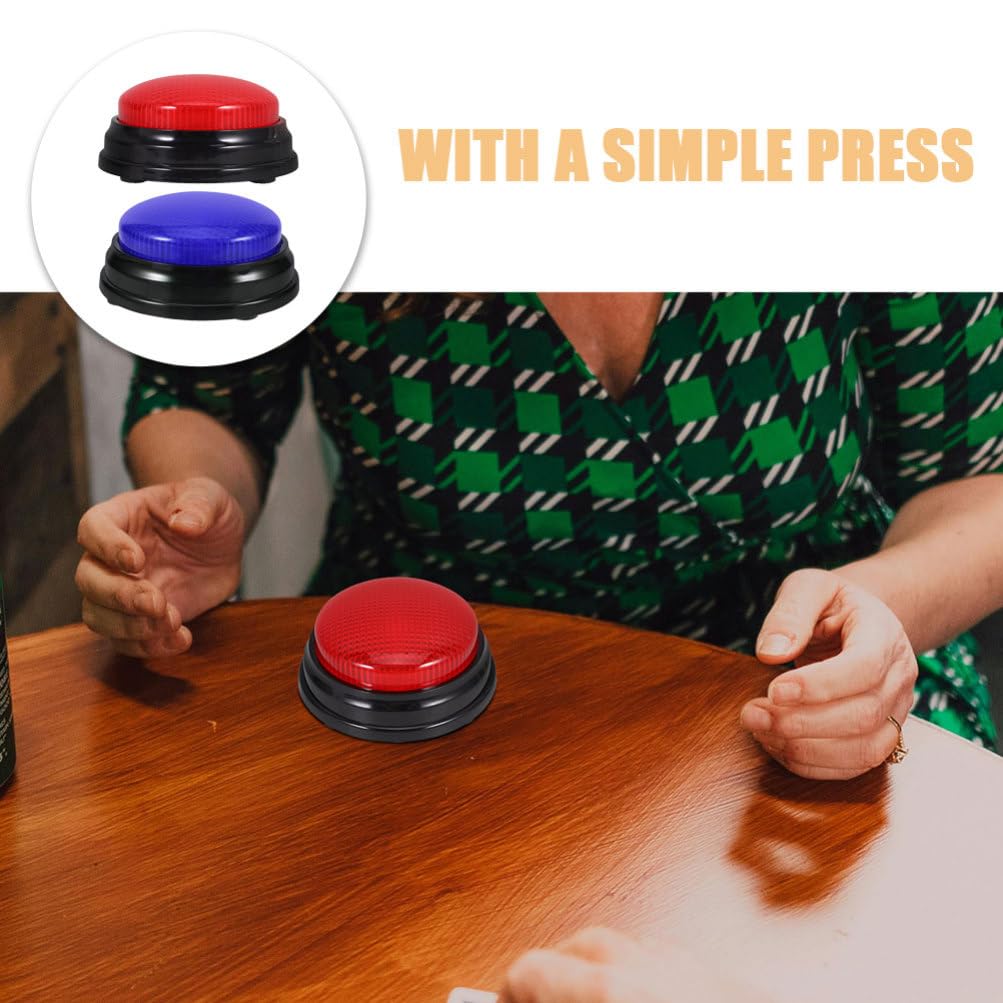 Toyvian Voice Button Game Buzzers with Lights and Sound 2 Pack Party Buttons for Interactive Games and Entertainment 3.54 Inch Ideal for Family Classroom and Trivia Activities