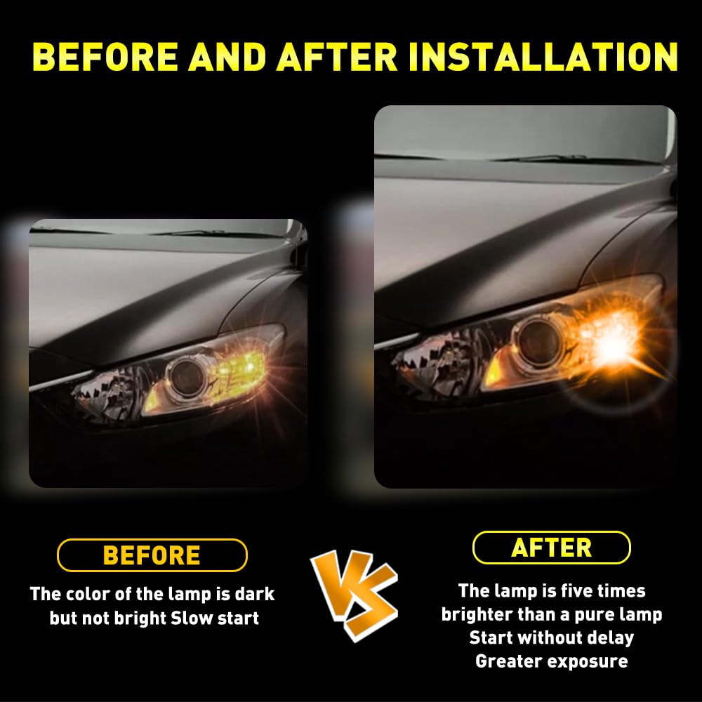 UPXSXT Turn Signal Bulbs 1156 PY21W BAU15S Amber 89SMD 4000LM Error Free Anti Hyper Flash