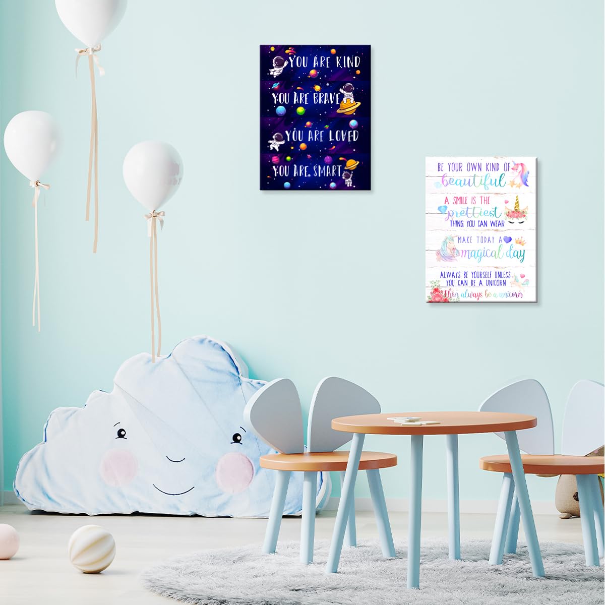 OTINGQD Outer Space Canvas Wall Art,Space Nursery Decor,Positive Affirmations Wall Decor for Boys,You Are Kind Spaceman Wall Art for Boys Kids Bedroom Playroom Nursery