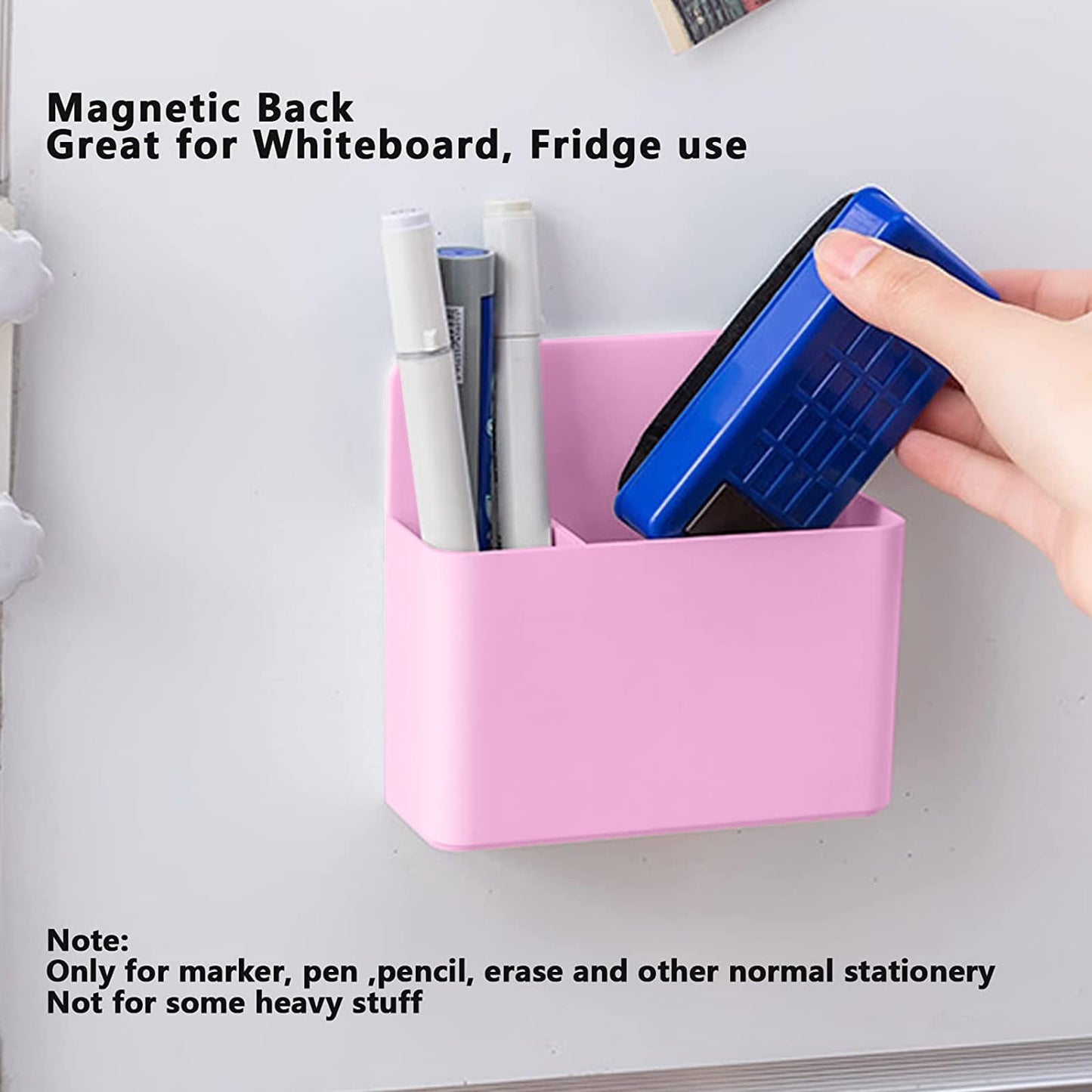 noonebutyou 2 Pcs Magnetic Marker Holder Dry Erase Marker Holder Wall Mount Self Adhesive Pen Holder Magnetic Marker Cup Holders for Whiteboard, Fridge, Home Office School (Pink)