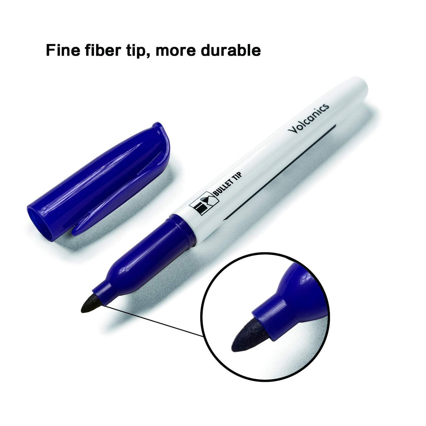 Volcanics Blue Dry Erase Markers Low Odor Fine Whiteboard Markers Thin Box of 12