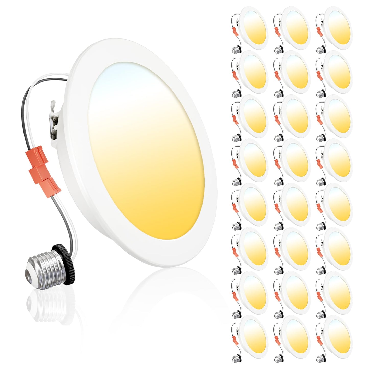 Ensenior 4 Inch LED Can Lights, 24 Pack, Dimmable, 5CCT Adjustable Color (2700K-5000K), Model XY4-4I-5