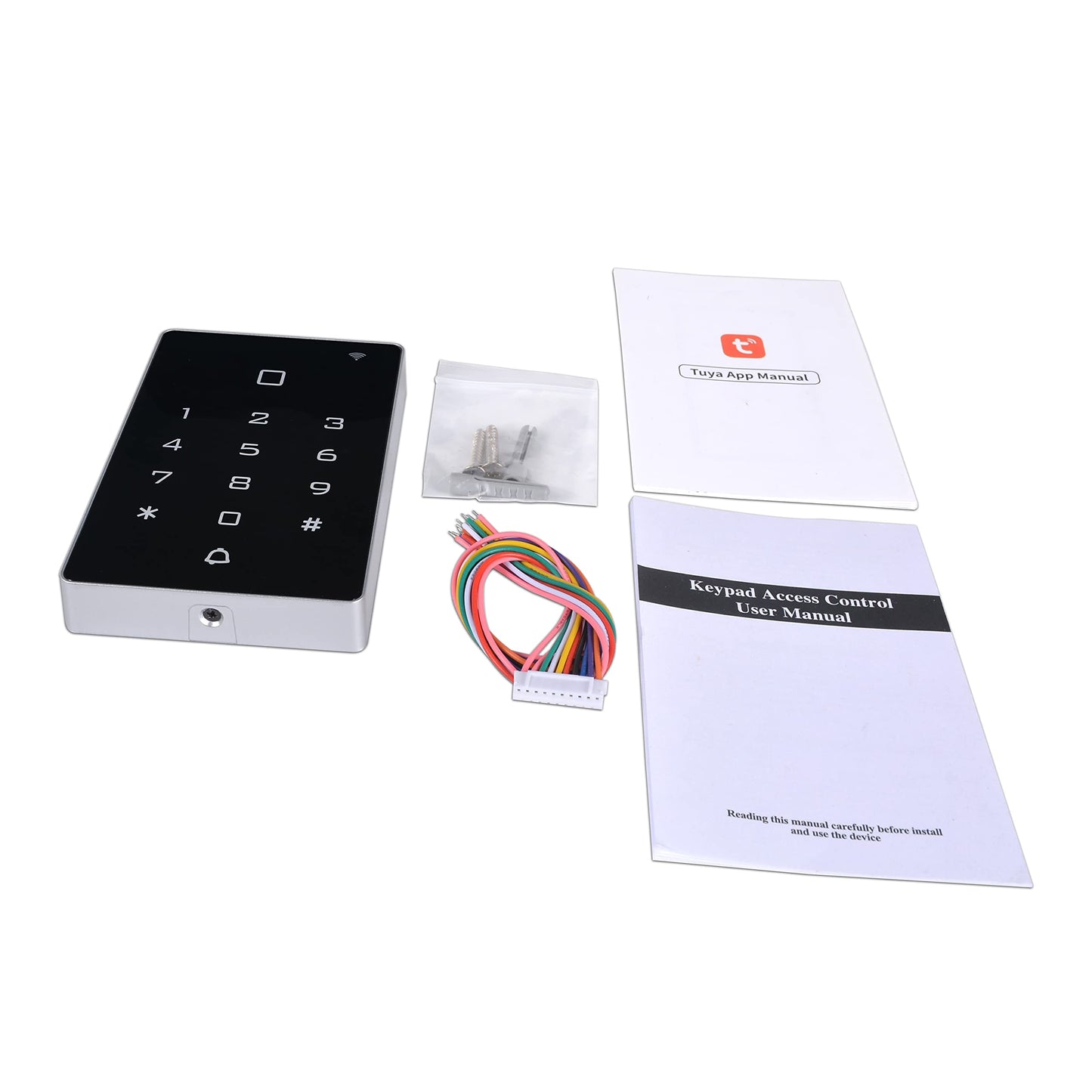 AMOCAM Wireless WiFi Access Control Keypad, Backlight Door Access Control System + 5PCS ID Keychains, Wiegand 26, Password Keypad for House Apartment, TUYA Wireless Entry Security Access Controller
