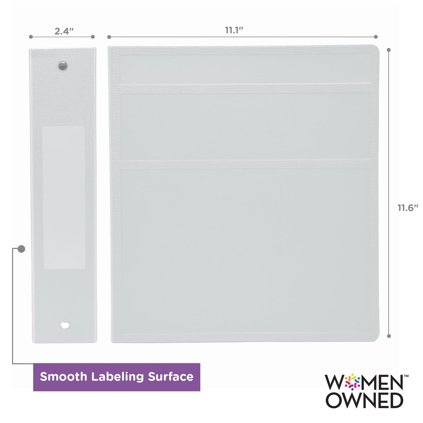Carstens 2-Inch Heavy Duty 3-Ring Binder - Side Opening, White, Durable Plastic, Precision No-Gap Rings, Waterproof Covers, No Pockets, Holds 300 Letter-Sized Sheets, BPA-Free, Made in USA (2846-3R)