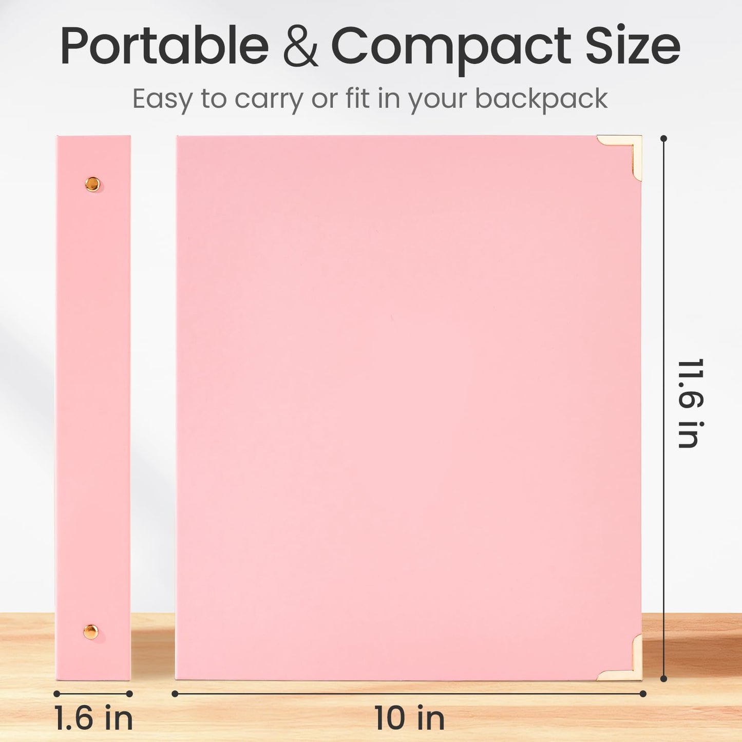Sooez 2 Pack 3 Ring Binder, Cute 1 Inch Binders with Gold Foil & Metal Corners, Three Ring Recipe Binder, Fits Letter Sized Paper for Women School Home Office Supplies, Pink & Purple