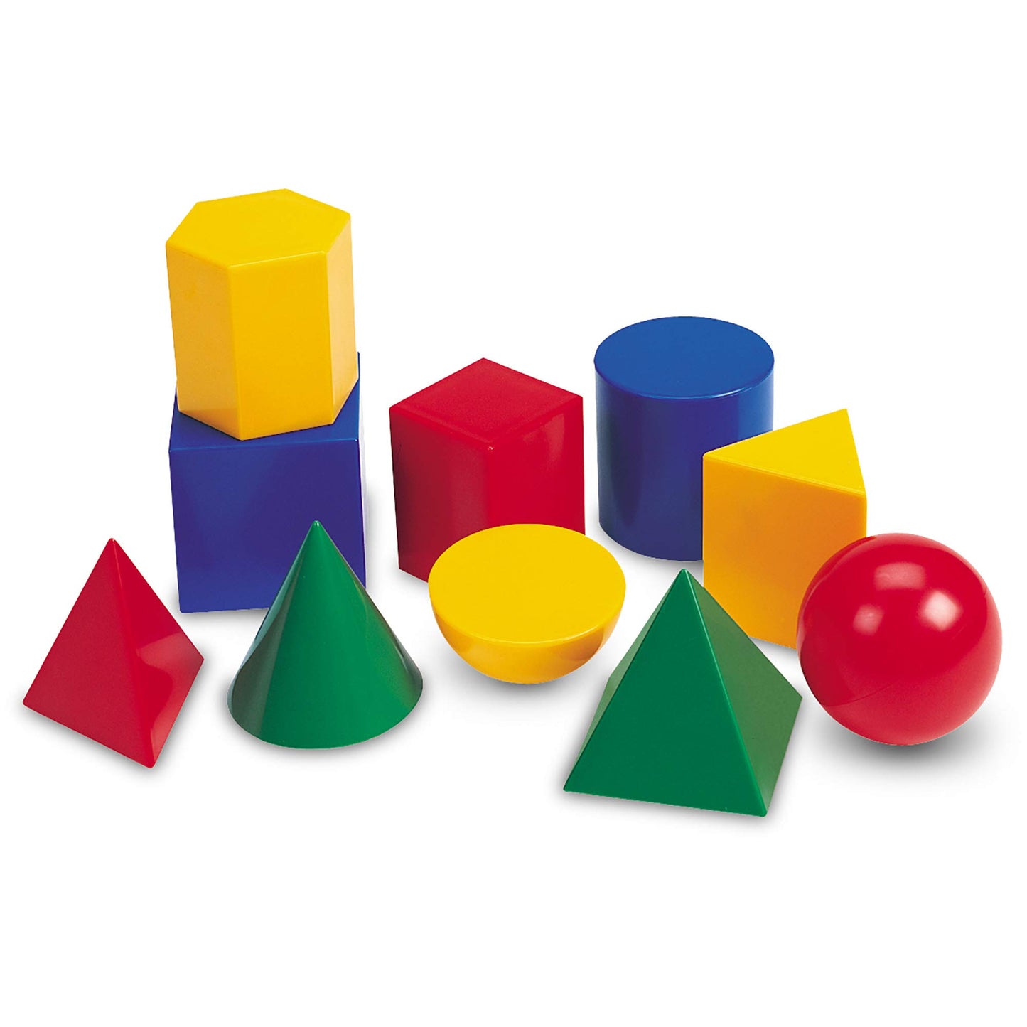 Learning Resources Large Geometric Shapes - 10 Pieces, Ages 5+ Learning Shapes, Geometric Solids, Kids Math Toys, Geometry for Kids