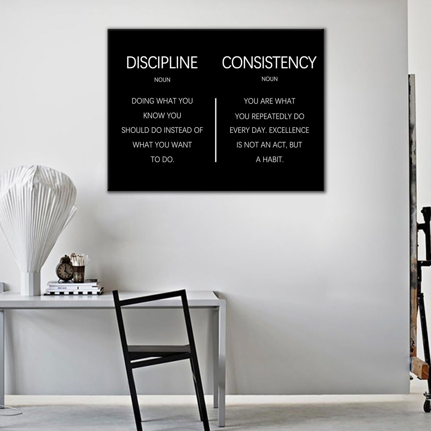 Consistency Discipline Inspirational Office Poster Wall Decor Motivational Wall Art Quote Picture Inspiring Canvas Painting Prints for Modern Bedroom Workplace Gym Ready to Hang [24''W x 18''H]
